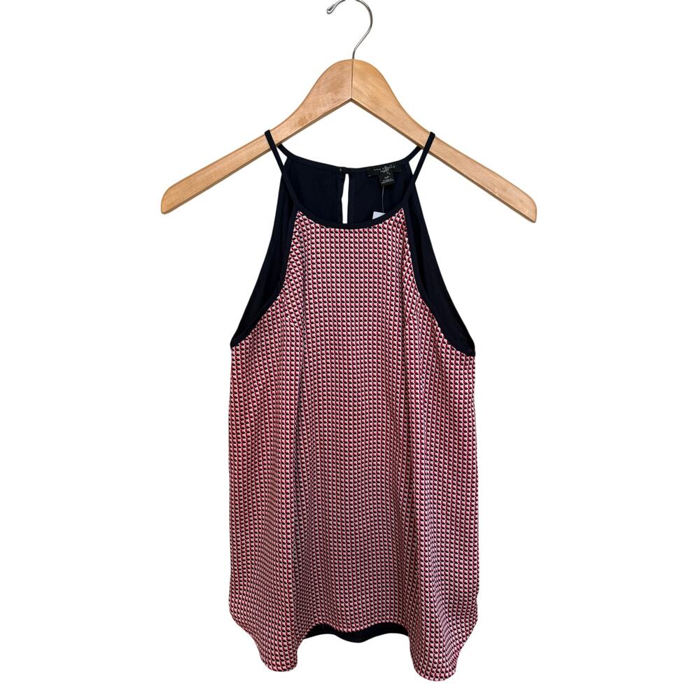 Ann Taylor Geometric Print Sleeveless Tank Top Women’s Sz S Petite Red Blue Cami